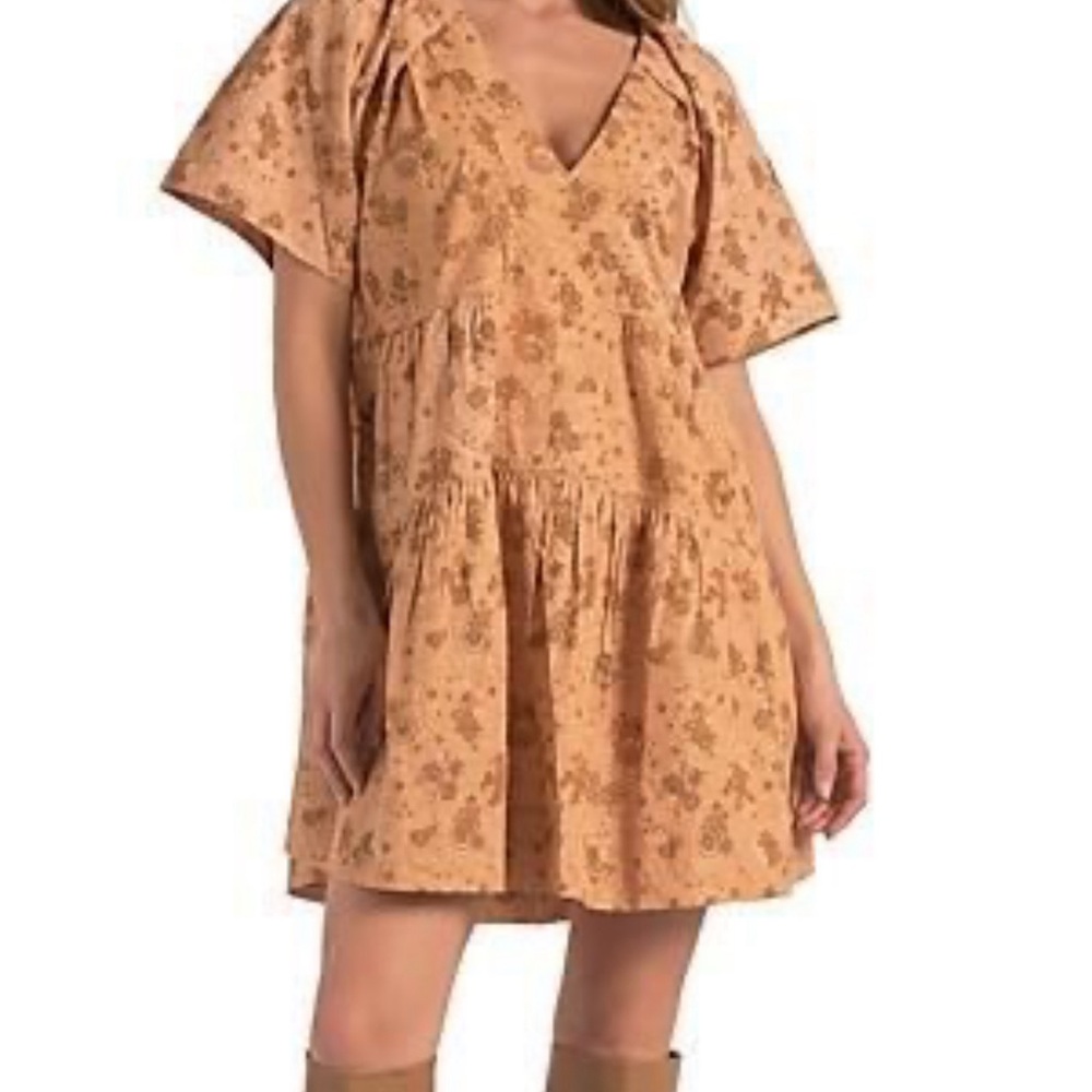 Elan Floral Brown Mini Dress